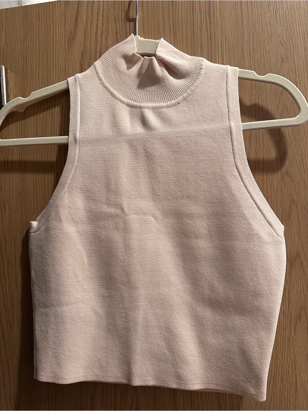 Sleeveless Mock Neck Crop Top - Blush Pink